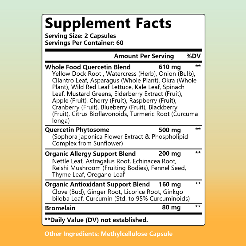 Wellness Quercetin - Quercetin Capsules Supplement Quercetin with Bromelain