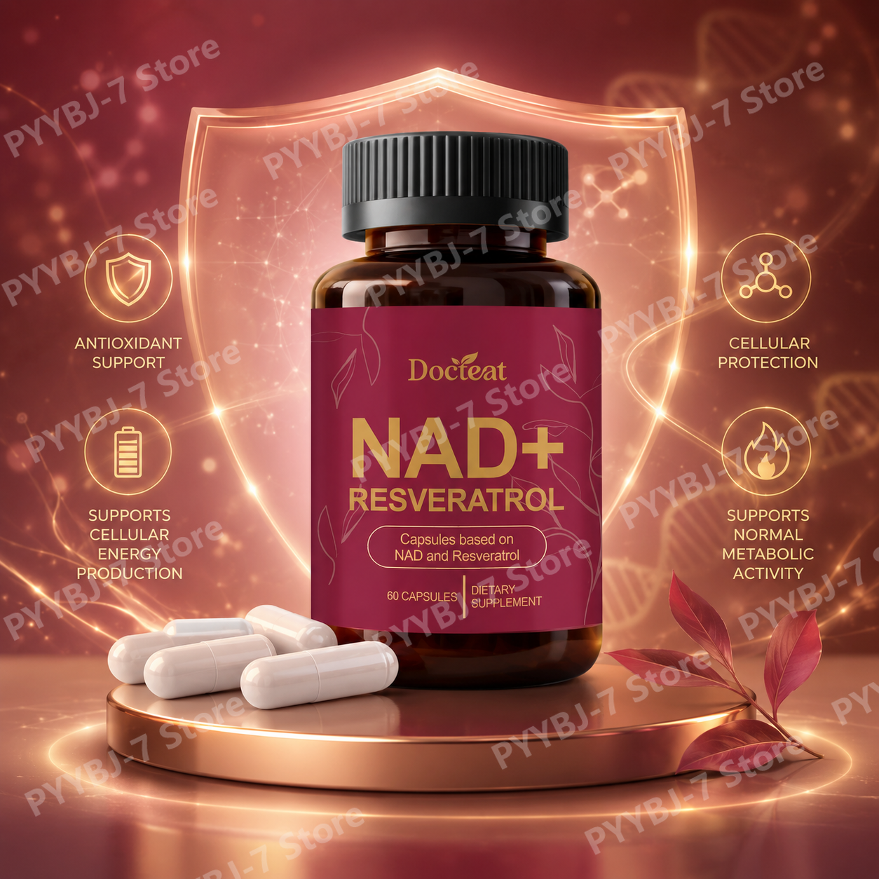NAD+ Resveratrol Supplement 60 - Wellness Quercetin reseña y precio