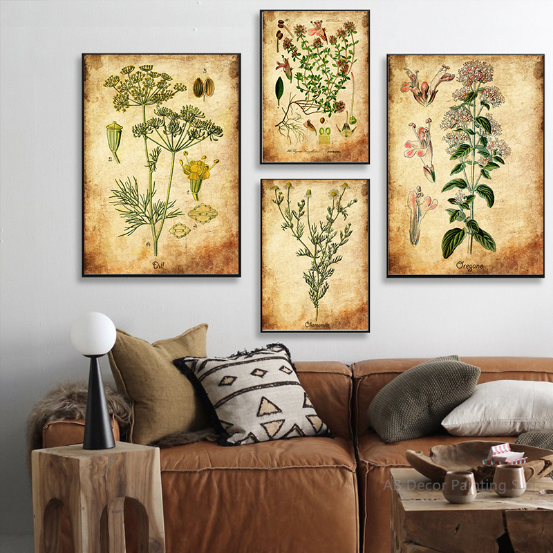 Herb Flowers Retro Poster Vint - Herbal Wallpaper reseña y precio