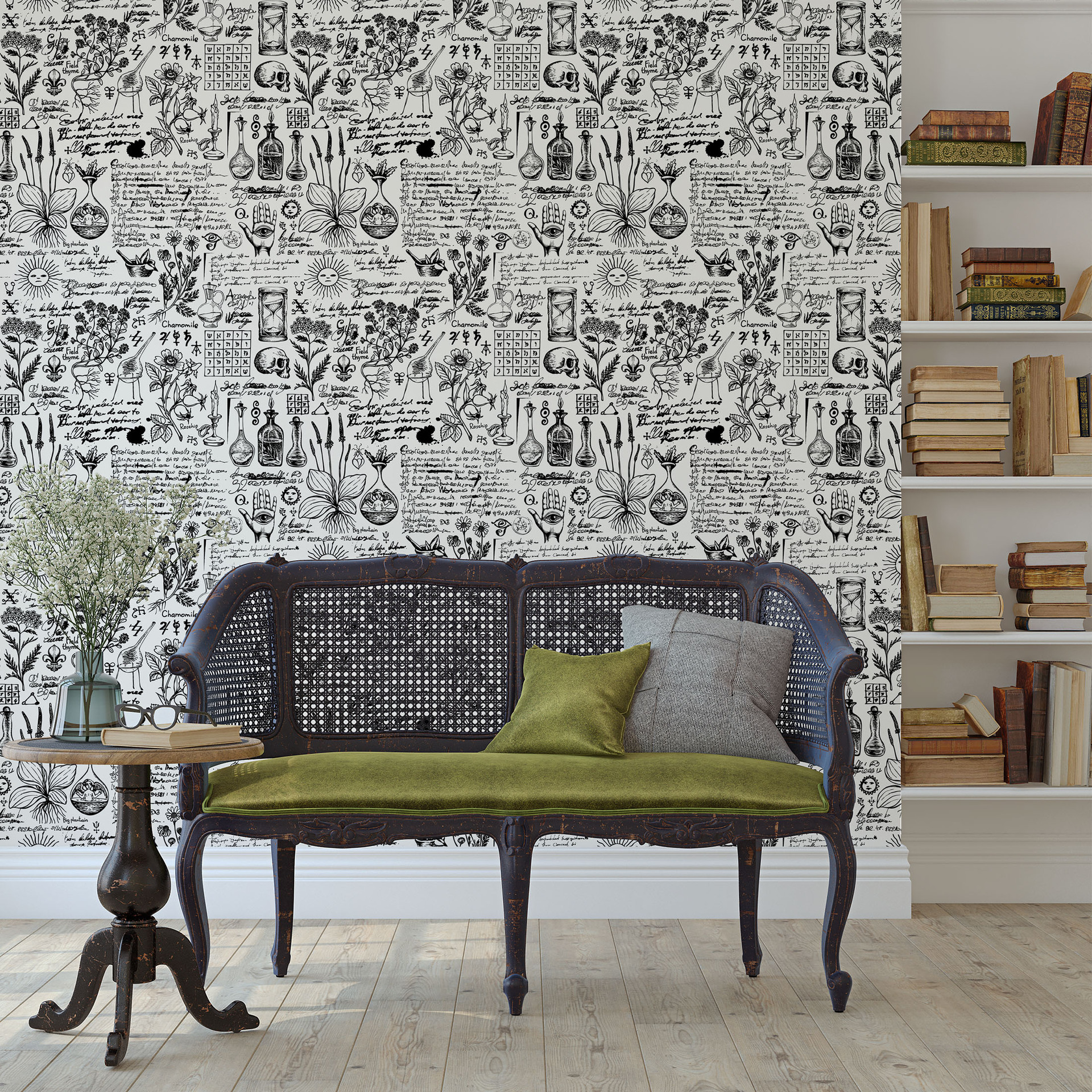 Black White Peel and Stick Wal - Herbal Wallpaper reseña y precio