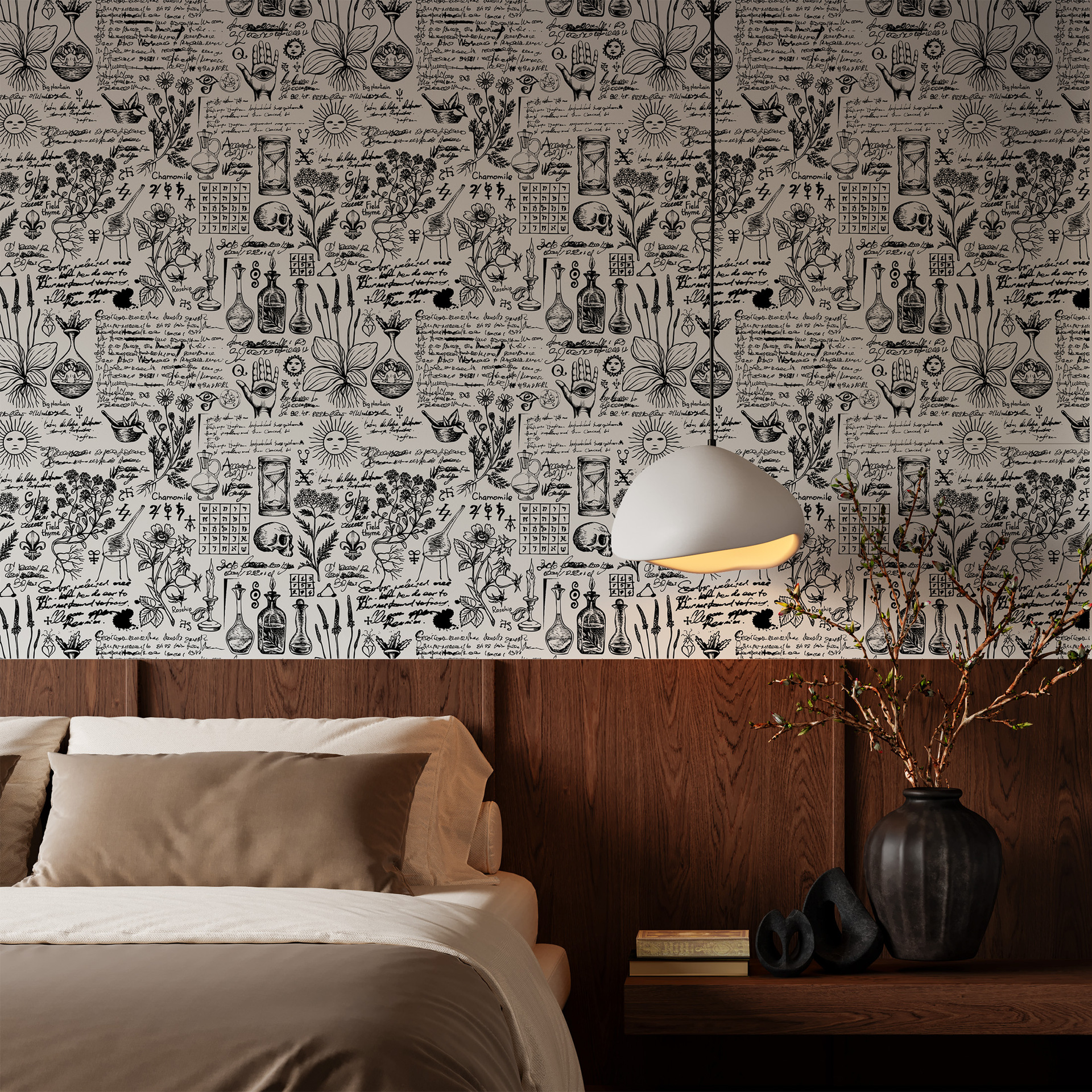 Black White Peel and Stick Wal - Herbal Wallpaper reseña y precio