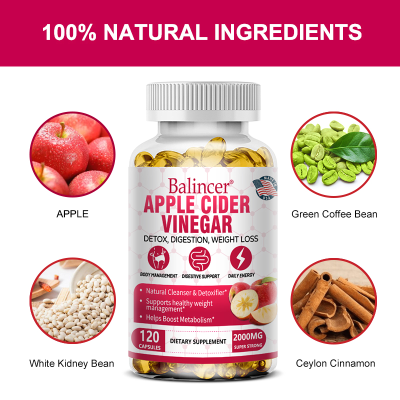 Apple Cider Vinegar 1400MG Cap - Herbal Weight Gain reseña y precio
